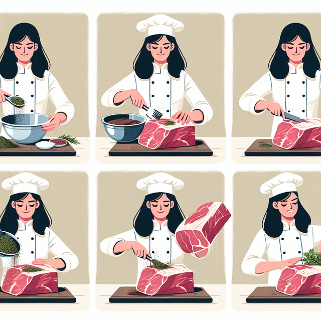 applying a herb rub on chuck roast