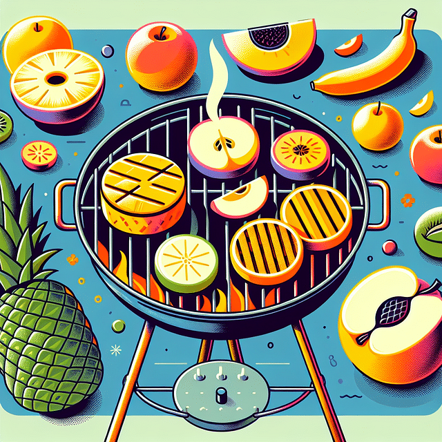 fruits with grill marks on a barbecue