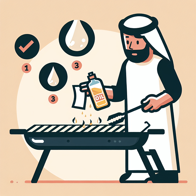oiling grill grates with a paper towel and tongs