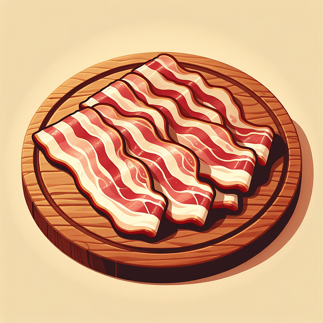 thick-cut bacon slices on a table