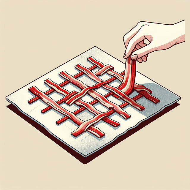 weaving bacon on aluminum foil