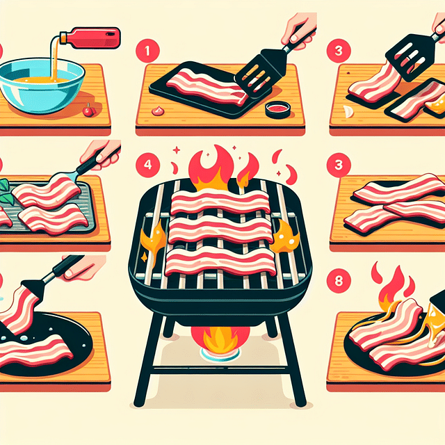 flipping bacon on a grill