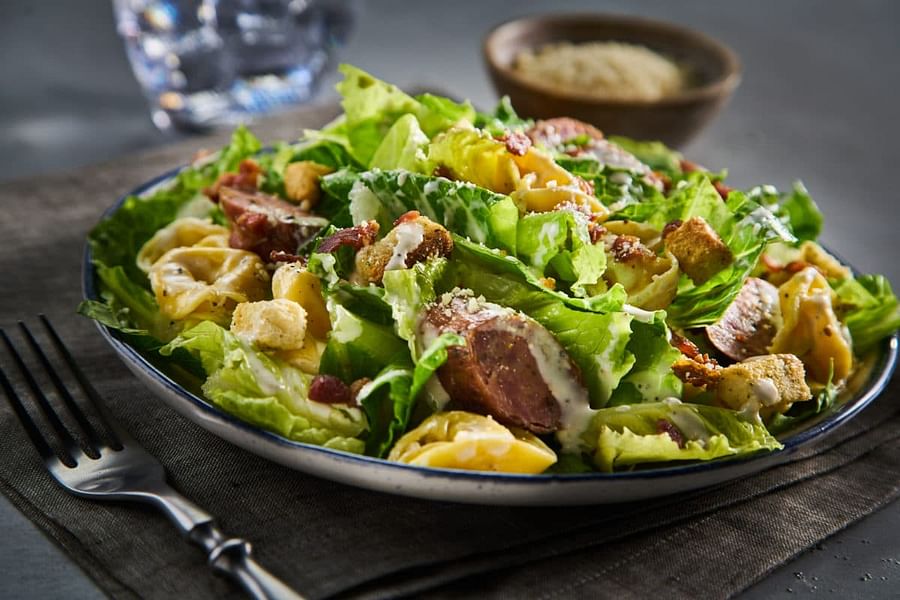 Caesar salad with grilled bacon