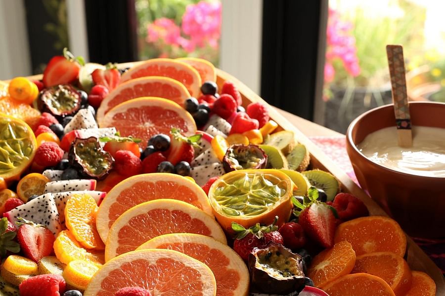 grilled citrus with honey yogurt