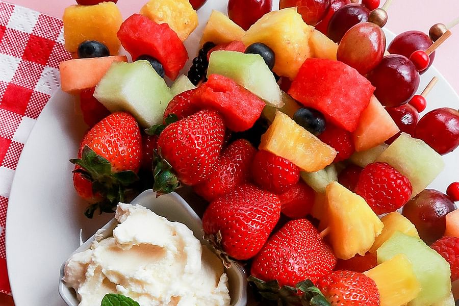 pineapple and berries skewers