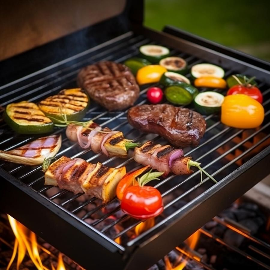 Grill with direct and indirect heat zones