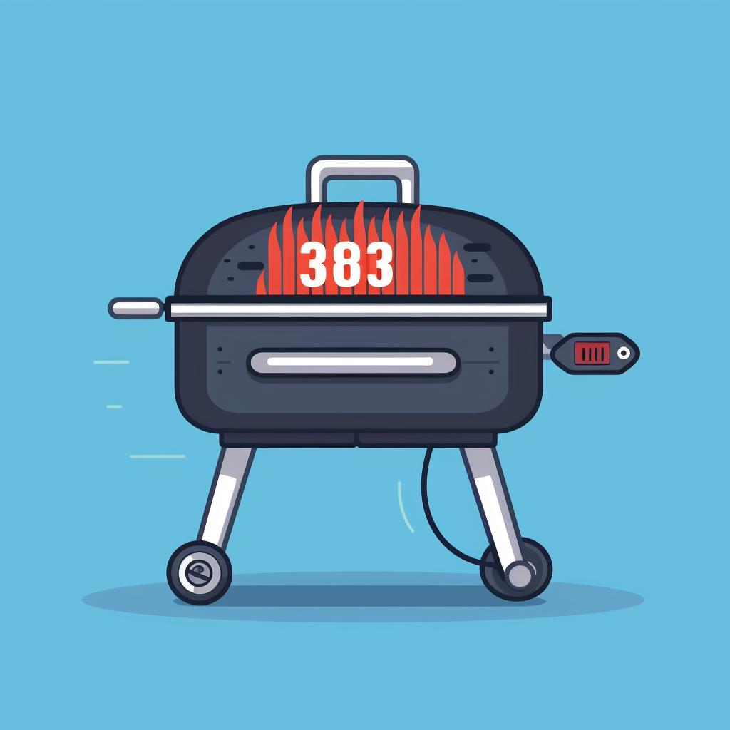 A grill with a temperature gauge reading between 300-350°F.