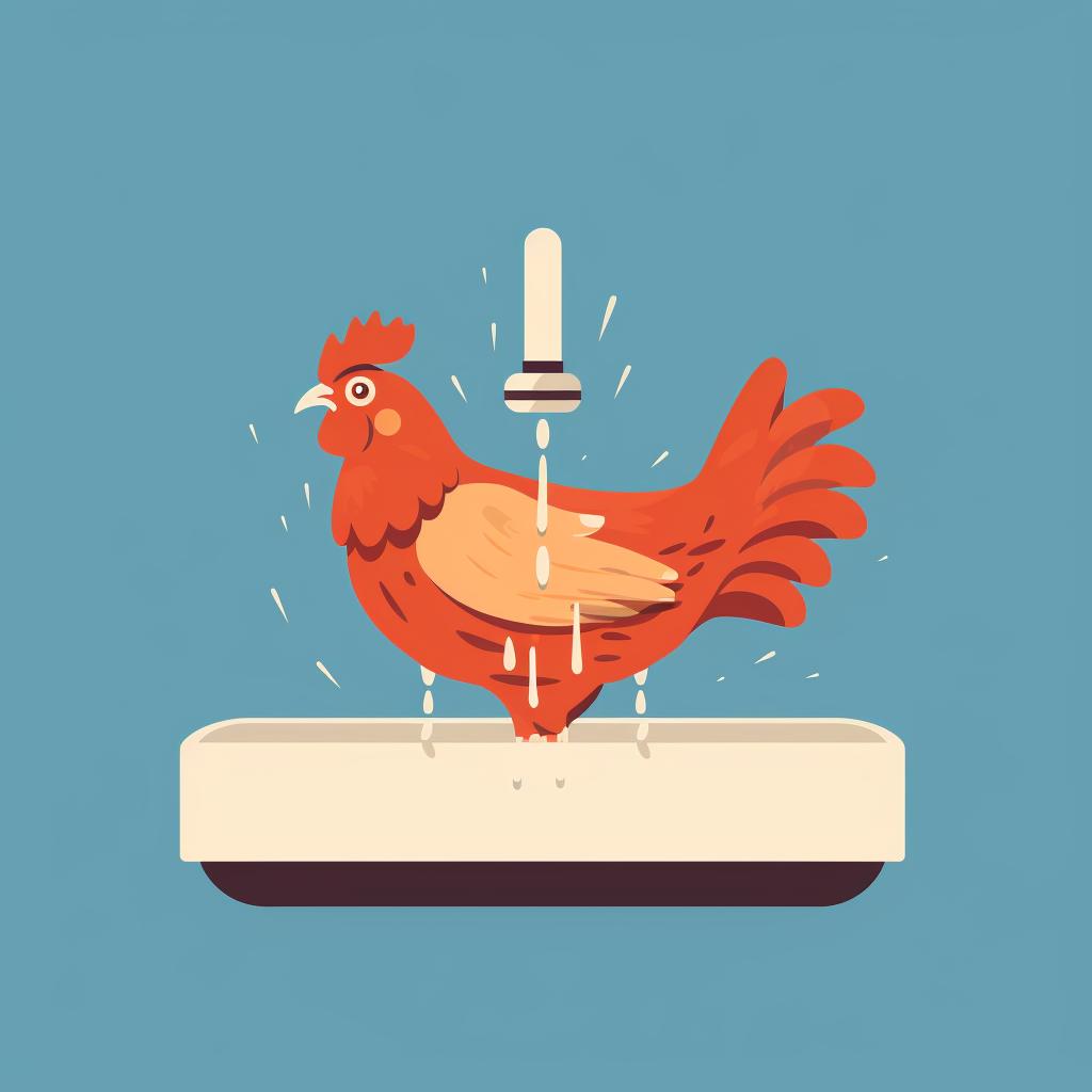 Hands rinsing chicken under a faucet and patting it dry with a paper towel