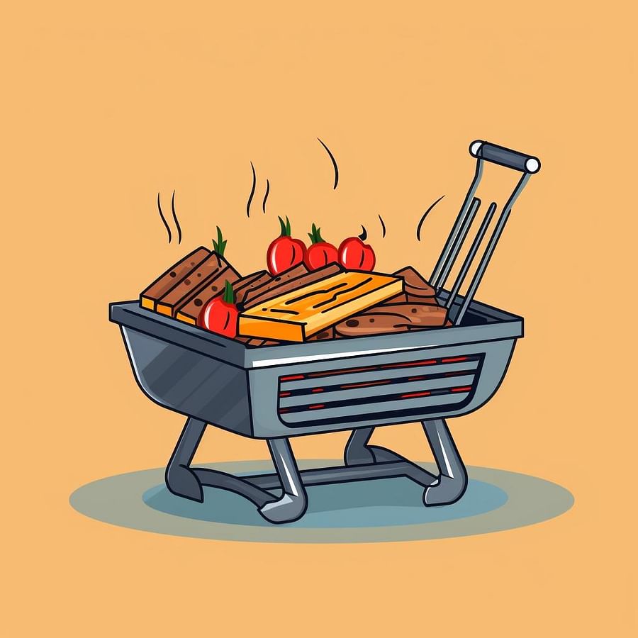 A grilling basket on a grill