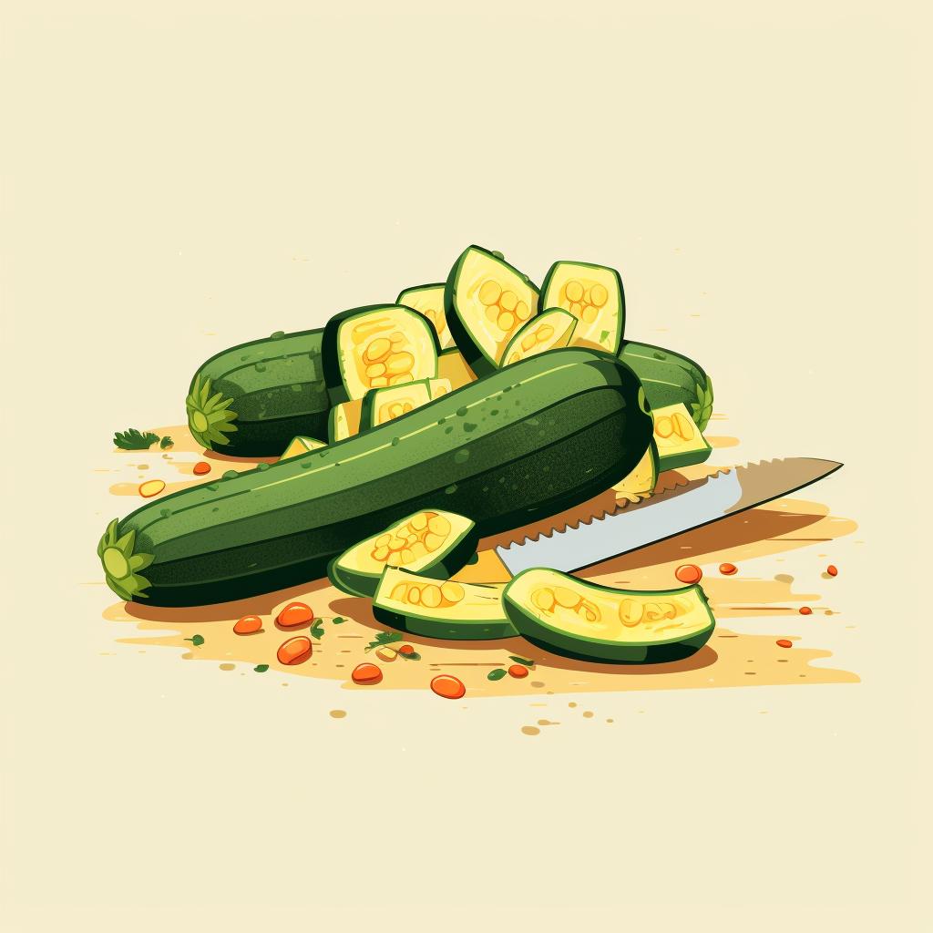 Slicing zucchini and squash lengthwise