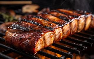 How can I grill a pork belly to perfection without it becoming too crispy?