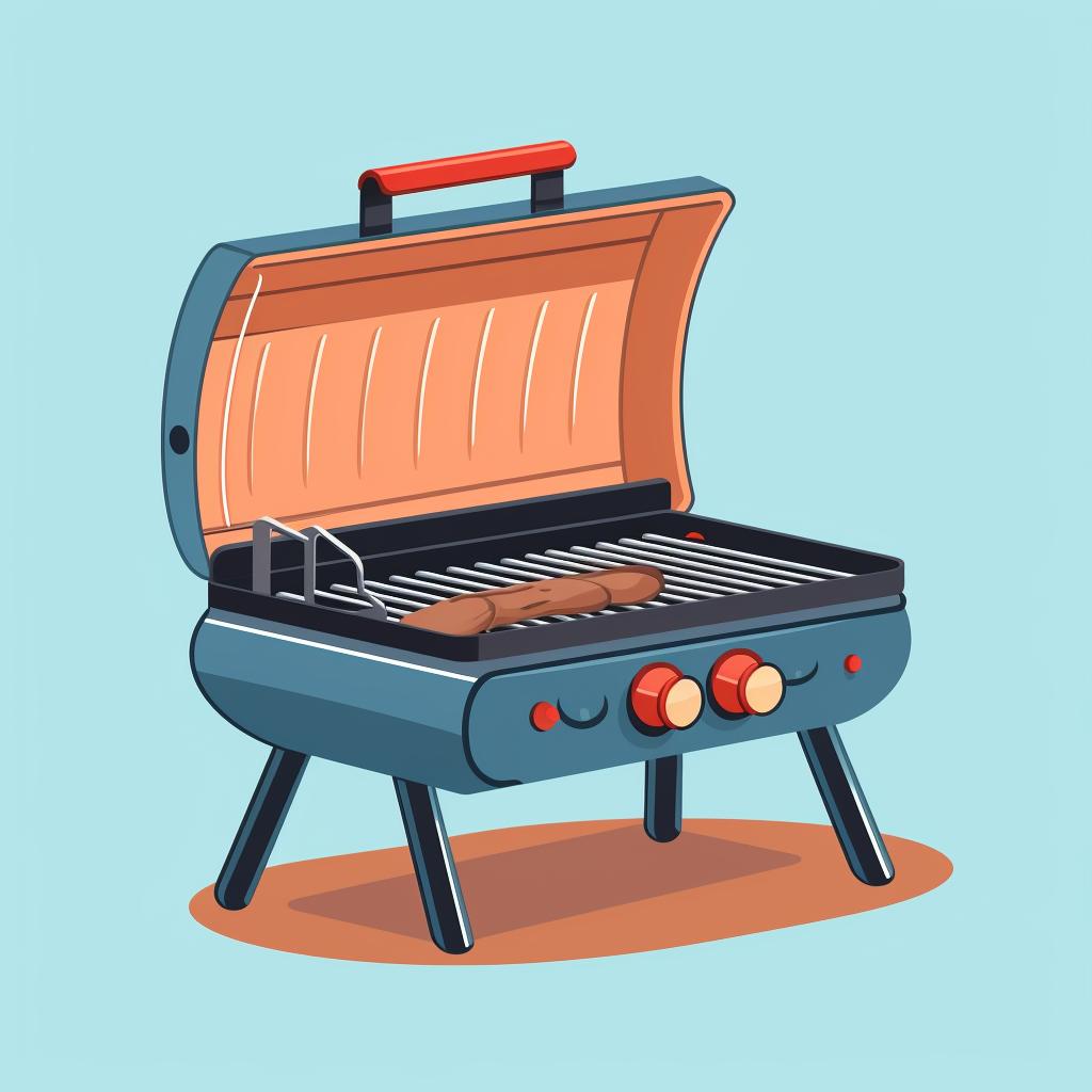 A gas grill being preheated with the lid open.