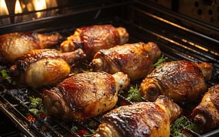 Should I use the broil or bake setting when cooking chicken drumsticks in the oven?