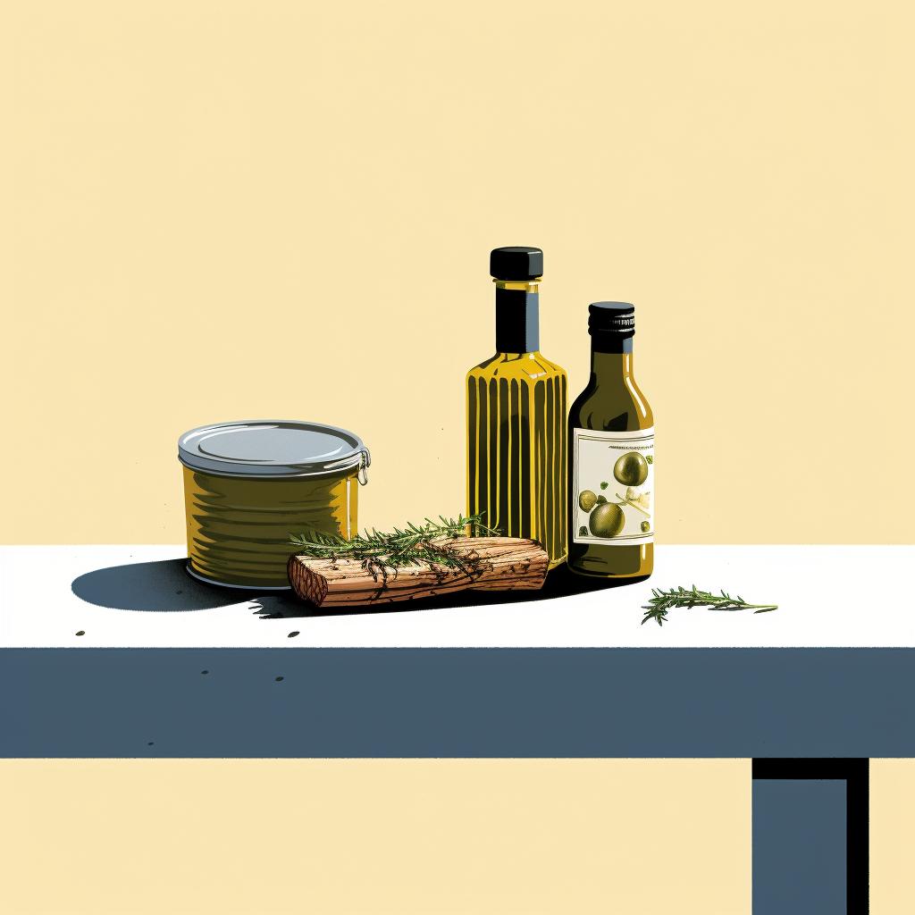 A bottle of extra virgin olive oil next to a grill