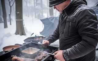 What are some tricks and techniques for winter grilling and keeping the food warm?